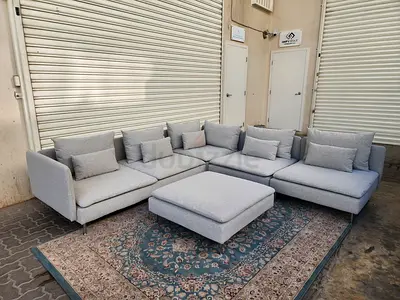 Ikea  soderhamn Light grey modular fabric sectional sofa with ottoman - good condition