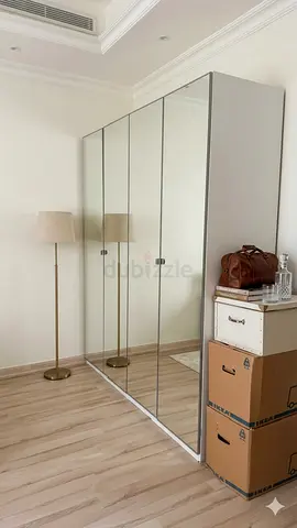 IKEA PAX-style mirrored wardrobe with drawers - 3-door, white