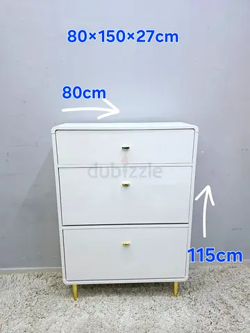 White 2-Compartment Shoe Cabinet - 80x150x27cm