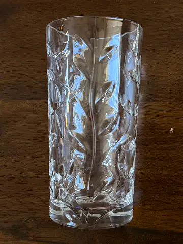 Set of 8 Tall Clear Textured Drinking Glasses - Used, made Italy