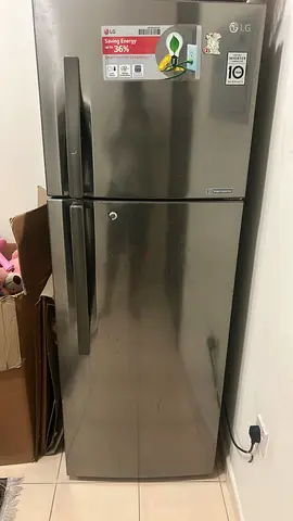 LG Top Freezer Refrigerator 340L - Stainless Steel, Good Condition