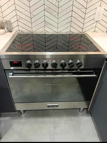 Bompani latest model electric ceramic 5 hobs stove oven fan cooking range 90x60 digital touch timer