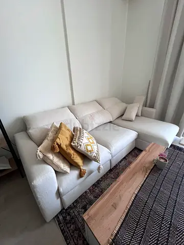Light beige L-shaped corner sofa - good condition