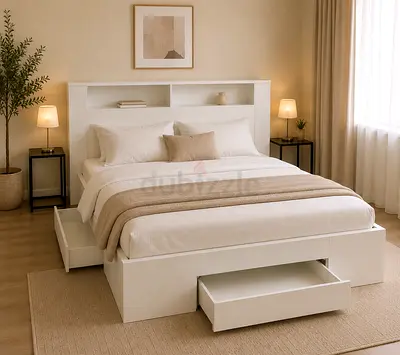 Modern Storage Bed with Mattress - Excellent Condition للبيع سرير مع المرتبه