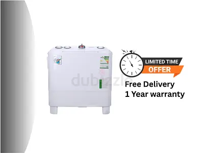 Geepas Twin Tub Washing Machine 7.2KG – Semi Automatic Ripple Pulsator Spin Dry GSWM6468 (White)