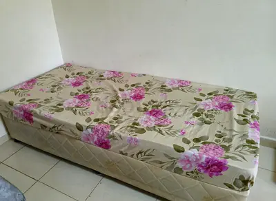 Single Bed with Mattress and Floral Cover - Good Condition