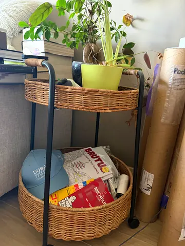 IKEA Lubban Rattan Trolley with Wheels