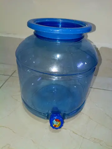 Large Blue Plastic Water Dispenser Jug with Tap
