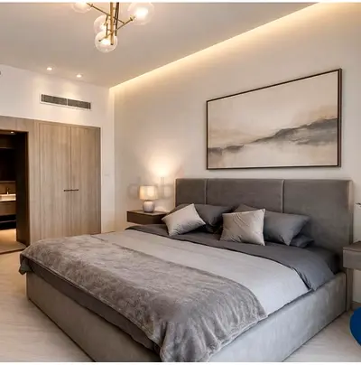 Modern Grey Upholstered Bed Frame with Padded Headboard