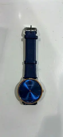 Blue-faced Lavonni wristwatch with navy leather strap - good condition