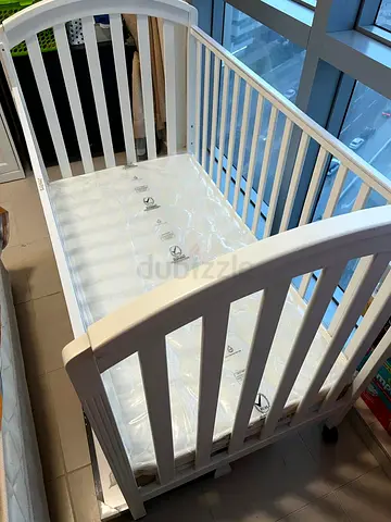 Wooden crib (baby cot) IKEA and New Mattress - Babyshop - Urgent SALE