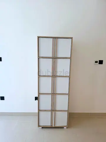 Slim 6-Drawer Tall Cabinet / Wardrobe - White  Light Wood