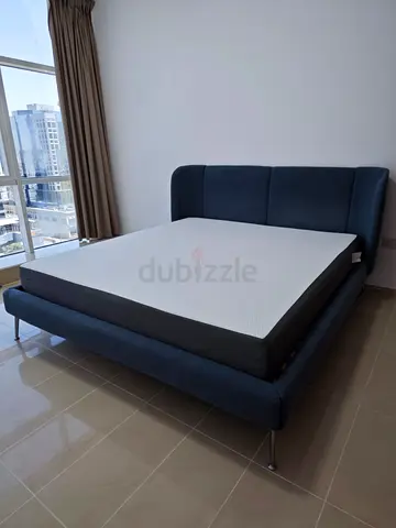 Queen bed IKEA TUFJORD in blue with mattress