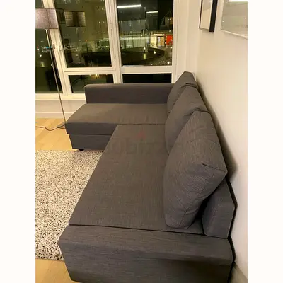 Gray L-shaped Fabric Sofa - Compact Corner Chaise