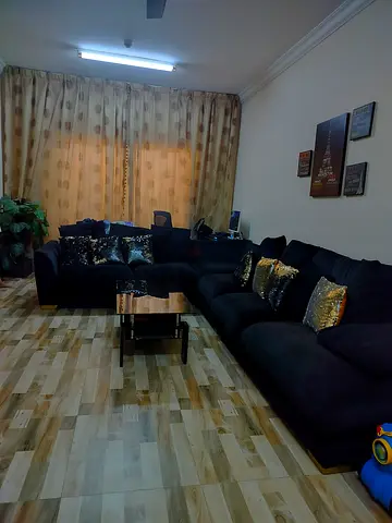 Modern Black L-Shaped Corner Sofa Set with Cushions