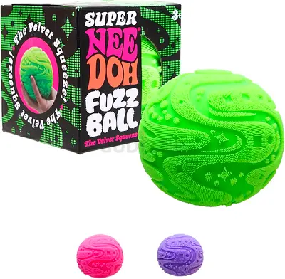 Super Nee Doh Fuzz Squeeze Ball — Soft Textured Sensory Toy (Green)