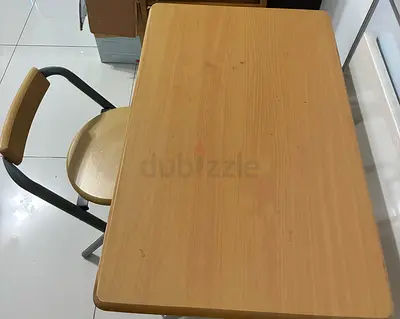 Simple Wooden Study Desk and Chair Set - Light Wood Finish