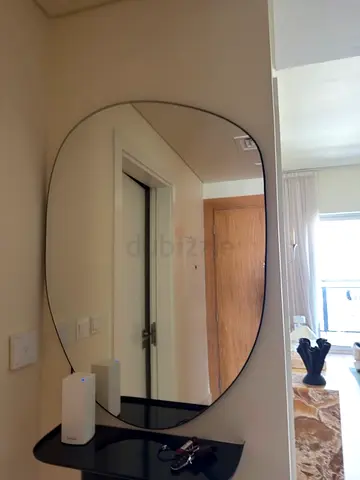 Large Modern Wall Mirror with Shelf - Black Frame from Zara Home