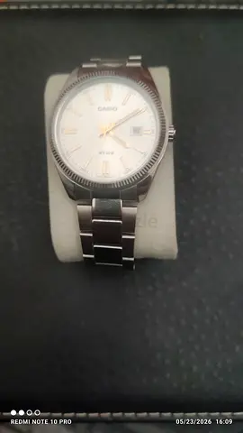 Casio stainless steel mens watch, white dial, date display