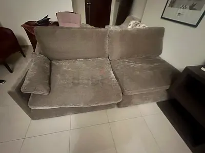 2-seater grey fabric sofa -plus lounge brand new
