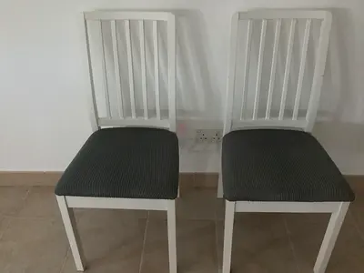 IKEA white dining chairs