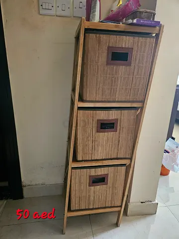 Slim 3-Drawer Bamboo Storage Shelf - Good Condition