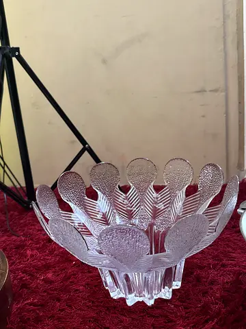 Glass Decorative Bowl with Floral Design