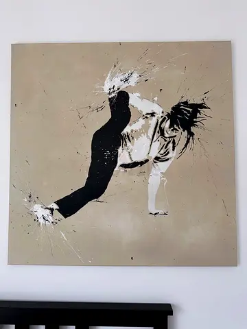 2 x Modern Stencil-Style Action Silhouette Painting (Square Canvas)