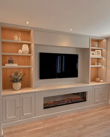Built-in entertainment center with electric fireplace