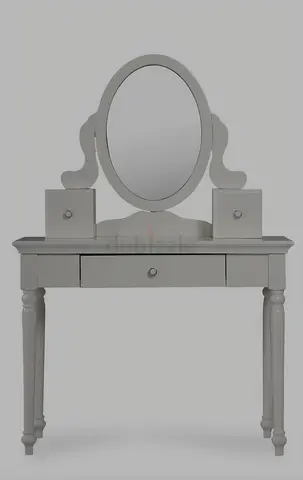 White CLOVIS 3-Drawer Dressing Table with Oval Mirror