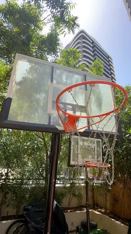 Portable outdoor basketball hoop with backboard and chain net