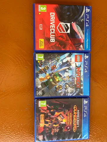 Games: Lego Ninjago, Driveclub, Minecraft Dungeons Hero edition