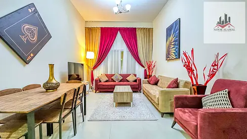 Dubai, Mirdif, opposite City Centre Mirdif. 3 bedrooms, living room, 4 bathrooms. First occupancy. Fully furnished with hotel-style furniture. Include