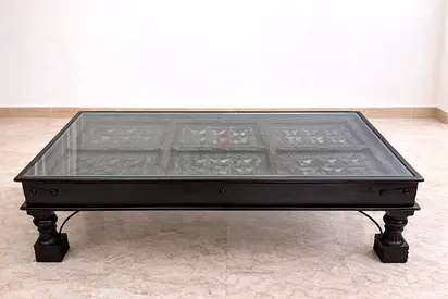 Hand-Carved Antique Solid Wood Coffee Table