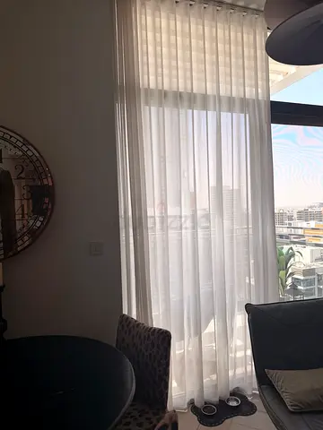 Semi-sheer White Curtains and 2 Blackout, Good Condition