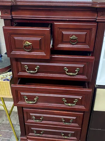 Solid Wood Tall Chest of Drawers / Dresser - Dark Cherry Finish