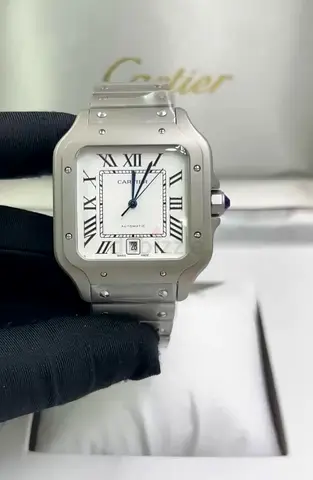 Cartier Santos Stainless Steel Automatic Super Master Copy Watch - Classic Square Dial