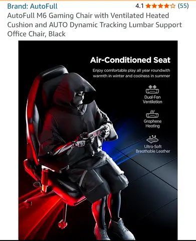 AutoFull M6 Gaming Chair with Ventilated Heated Cushion and Lumbar Support. New. AED 2,000 Only!