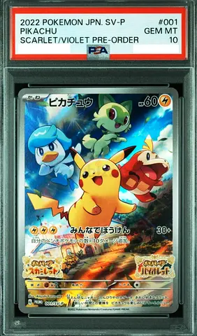 PSA 10 2022 Pokémon Japanese Pikachu SV-P Scarlet/Violet Pre-Order #001
