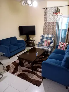 Sharjah, Al Taawun area: Super deluxe furnished apartment with one bedroom, living room, kitchen, ba
