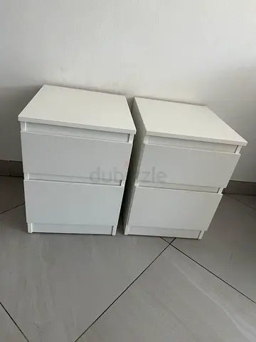2 Simple White Bedside Table / Nightstand with Drawer