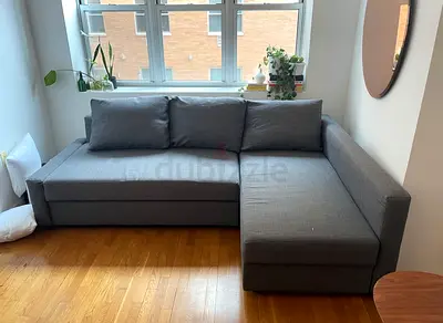 Gray L-shaped Sofa Bed / Corner Sofa - Good Condition