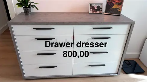 Modern Drawer Dresser / Chest - Grey  White