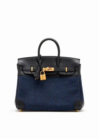 HERMÈS Birkin 25 Swift-Toile Quadrille