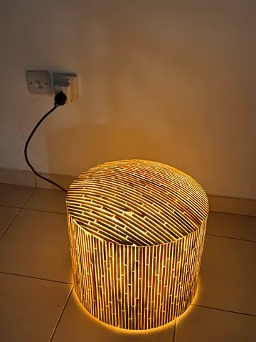 Handwoven Cylindrical Table Lamp - Warm Ambient Light