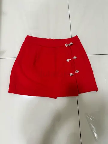 Red Mini Skirt/shorts with Chinese style M
