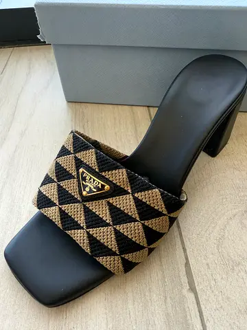 Pair of womens Prada Embroidered fabric sandals - size 37,5