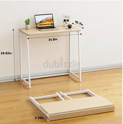 Compact folding study table / laptop desk - light wood