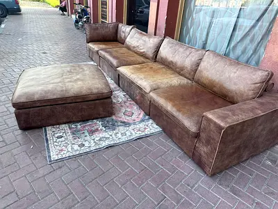 Marina Home leather modular sofa with footstool