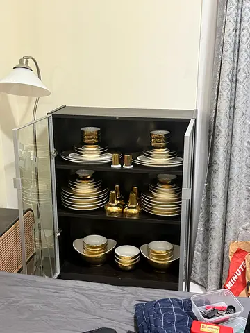 Elegant White  Gold Crockery Set – Good Condition
